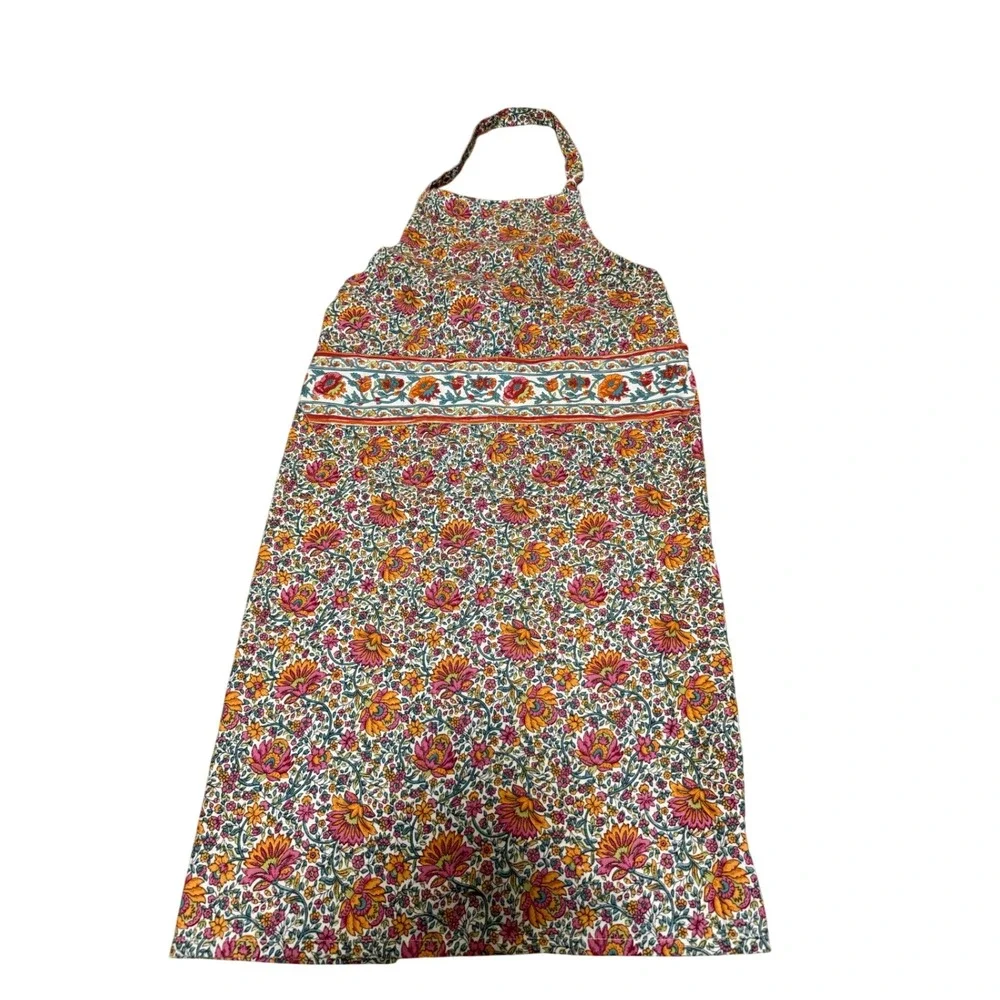 Louise Misha Mado Adult Apron Ivory Winter Garden Floral Organic Cotton NWT